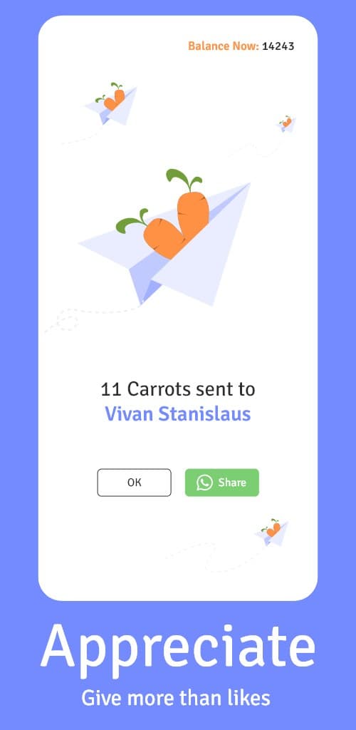 Appreciate, give more than likes: Carrots sent to a colleague