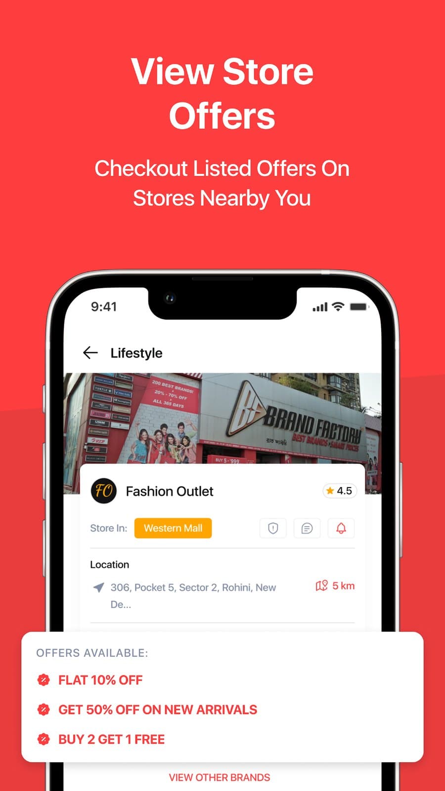 View store offers: a store page with its current offers on Offingo