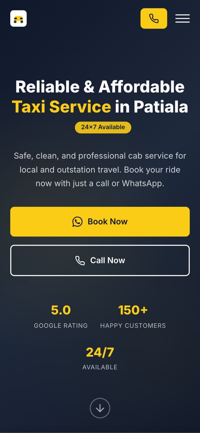 Patiala Taxi Service on a phone