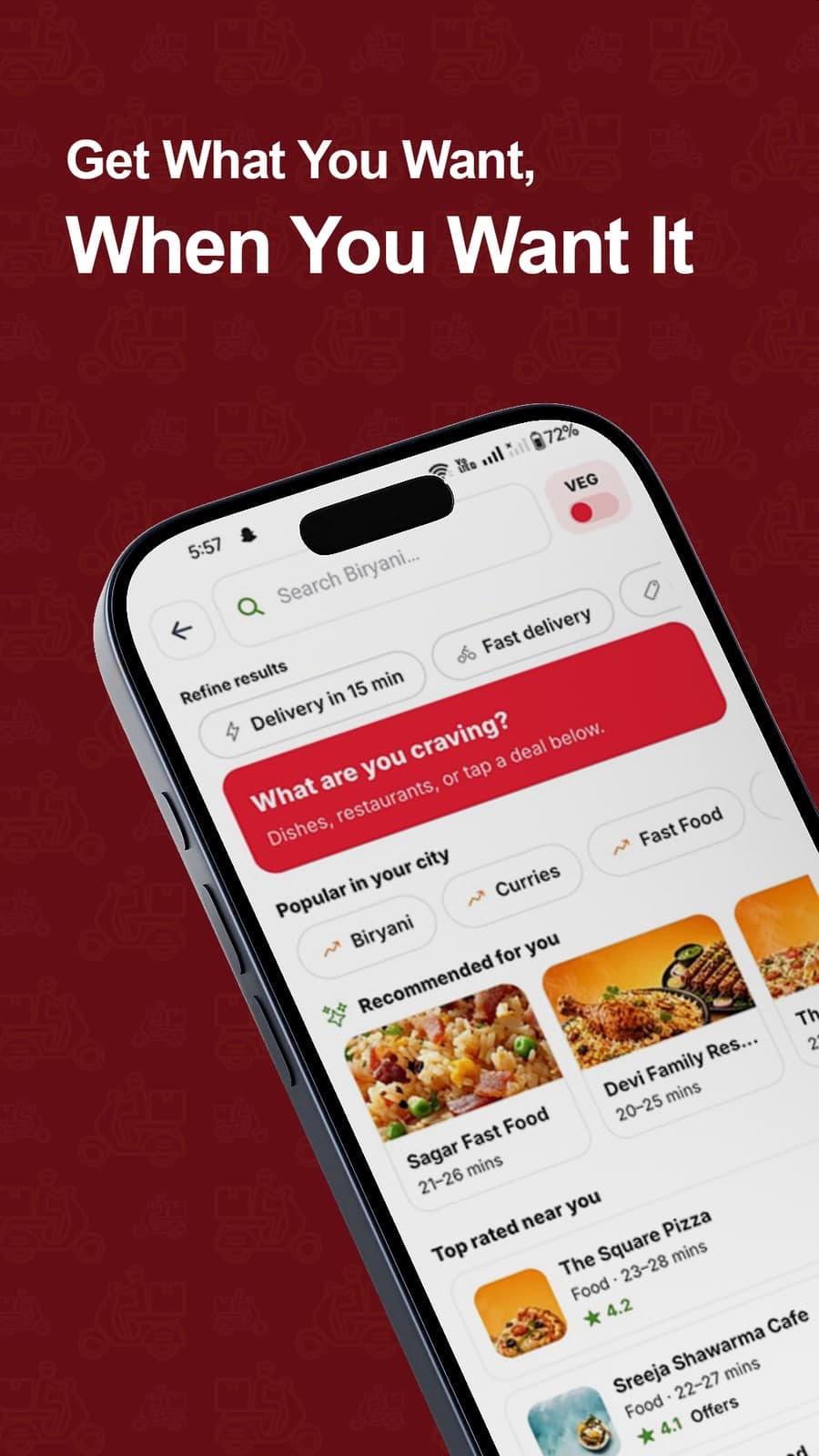 Get what you want, when you want it: search with popular categories and recommended dishes